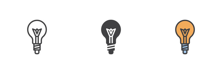 Light bulb different style icon set