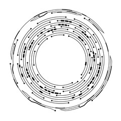 HUD circle of cyber circuit board with electronic elements on white background. Vector illustration for UI and GUI design. EPS 10