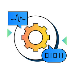 Natural Language Processing Icon – Head with Gear, Representing Text Analysis, Language Understanding, and AI Processing
