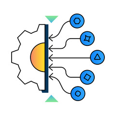 Data Transformation Icon &ndash; Gear with Nodes, Representing Data Conversion, Processing, and Reformatting