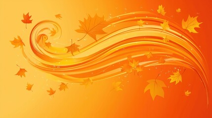 Flowing Autumn Leaves in Warm Orange Hues