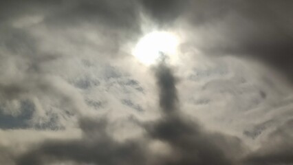 Obraz premium autumn landscape nature,gray sky clouds, cloudy sun, atmosphere