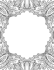 Ornamental style black outline frame template for invitations, banner, wedding design