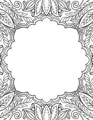 Ornamental style black outline frame template for invitations, banner, wedding design