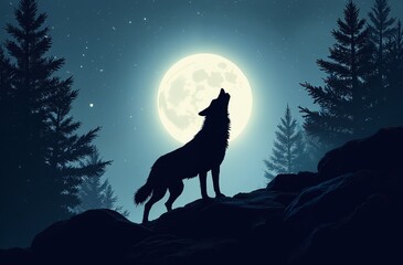 wolf howling at the moon