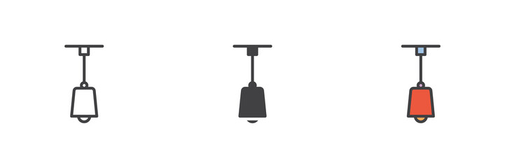 Ceiling lamp different style icon set