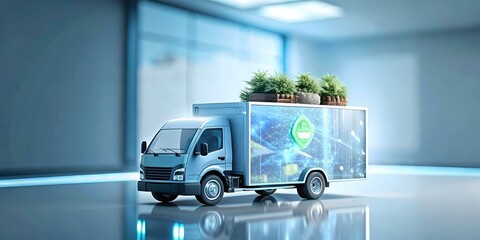 Business Team Optimizing Eco-Friendly Logistics Soft Abstract Setting Sustainable Transportation Green Strategies Collaborative Efforts Photo Stock Concept Space for Text Branding