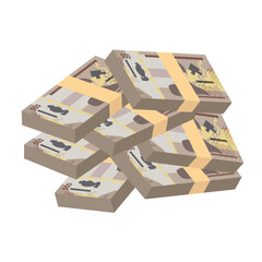 Angolan Kwanza Vector Illustration. Angola money set bundle banknotes. Paper money 500 AOA. Flat style. Isolated on white background. Simple minimal design.