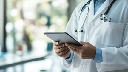 Tablet, planning, and scientist with digital innovation, data, and reading in the laboratory. Asian man, doctor, and information technology for futuristic medical research with pharma healthcare study