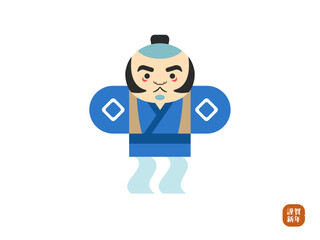 やっこ凧のフラットイラスト青