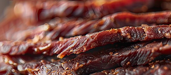 Close up shot focusing on a dried beef with copy space image