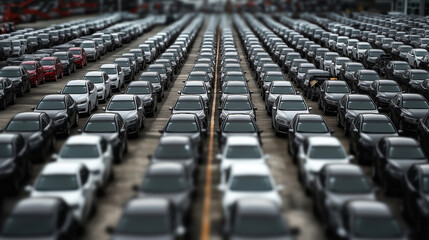Fototapeta premium Cars For Sale Stock Lot Row