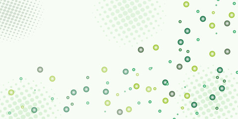 Lightgreen vector banner with circles, spheres. Abstract spots. Background of Art bubbles in halftone style with colored gradient.