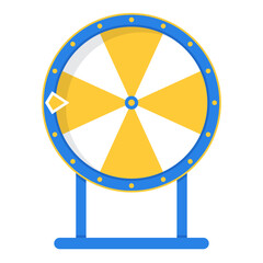 Blue standing roulette spin wheel target flat illustration clipart