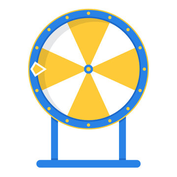Blue standing roulette spin wheel target flat illustration clipart