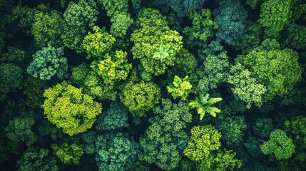 Naklejka premium Aerial View of Lush Green Canopy in a Forest