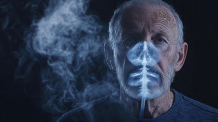 Fototapeta premium Elderly man with lung infection on Xray, symbolizing chronic respiratory risks
