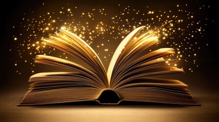 Enchanted Open Book with Sparkling Dust