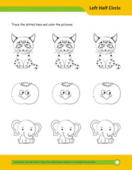 Prewriting skills, line practice sheet for kindergarten, Handwriting practice for kids. Fine motor skills. Line tracing worksheet. Activity page for kids. Coloring page for preschool.