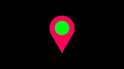 Location Icon on black background. Vibrant, Sleek, and Modern Digital Location Marker with Shadow Effect, Minimalistic Design, Radiant Electric Colors, Ideal for Navigation and Computer Graphic Concep