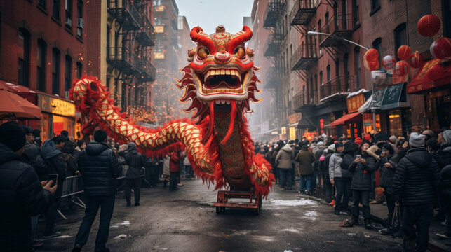Chinese dragons during Chinese New Year parade