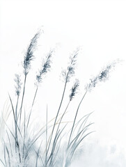 Obraz premium serene watercolor style illustration of frosted wild grass swaying gently. soft hues create tranquil atmosphere, perfect for nature lovers