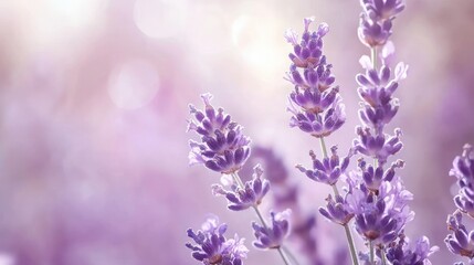 Obraz premium A dreamy floral wallpaper featuring large lavender blooms on a soft purple background, perfect for adding a touch of romance and elegance to a bedroom or dressing area.