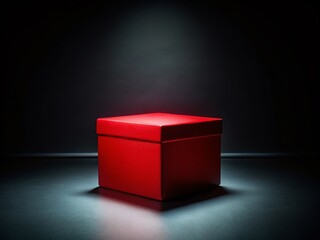 Abstract Red Box Centered on Black Background 