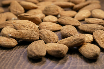 raw almond nuts close up. macro photo.