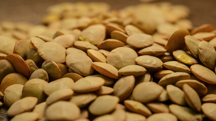 Dry lentils close up background