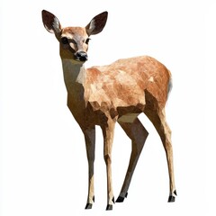 Fototapeta premium Low Poly 3D Render of a deer, on isolated white background