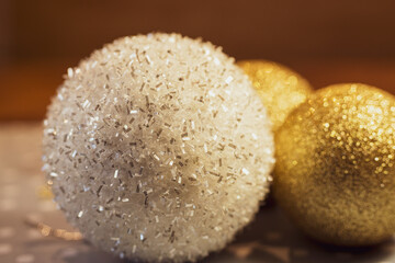 Set of Christmas ball decoration close up