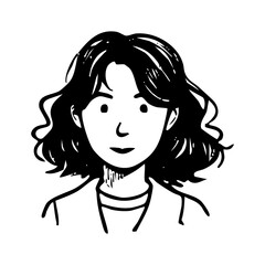 black and white Avatar icon, hand drawn