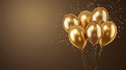 Gold Happy New Year 2025 message balloons with decoration party. symbolizes the start of the new year.