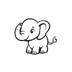 Fototapeta premium cartoon elephant with a black and white colour