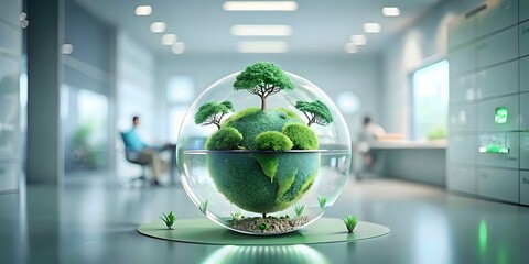 Business Team Eco Friendly Operations Bokeh Digital Art Sustainable Practices Green Technology Integration Photo Stock Concept Copy Space for Branding