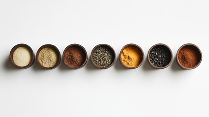 Assorted Spices in Wooden Bowls