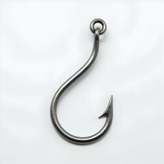 Fishing hook stainless steel glossy metallic fish-hook isolated on white background	