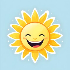Cartoon Sun with Radiant Smile and Minimal Rays
