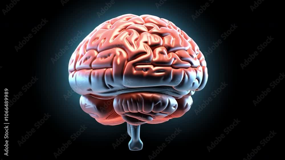 Poster human brain anatomy: a detailed and intricately rendered 3d model of the human brain, showcasing its