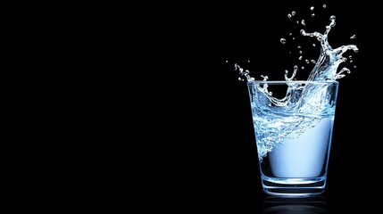 Water Splash in Glass with Black Background