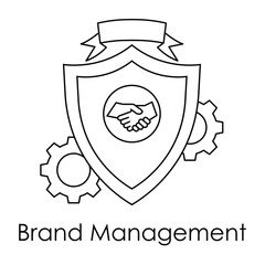 Brand Management Icon &ndash; Shield and Ribbon for Brand Identity and Reputation Building