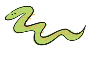 筆書きの可愛いヘビのイラスト　年賀状素材
