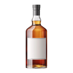 Whiskey bottle with blank label isolated on transparent background, for branding mockup.