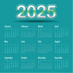 2025 year calendar vector design template