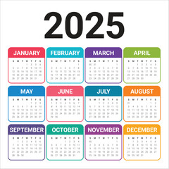 2025 year calendar vector design template