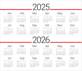 2025 2026 year calendar vector design template