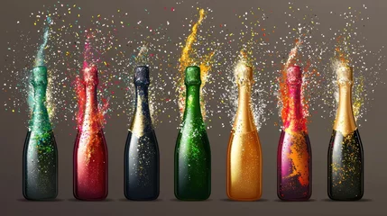 Crédence de cuisine  Colorful Champagne Bottles with Festive Sparkles  © ADD PHOTO