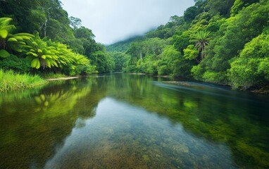 Fototapeta premium Serene Forest River Landscape
