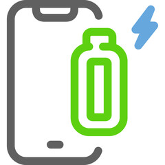 A smartphone charging wirelessly using a power bank at a modern workspace during daylight hours